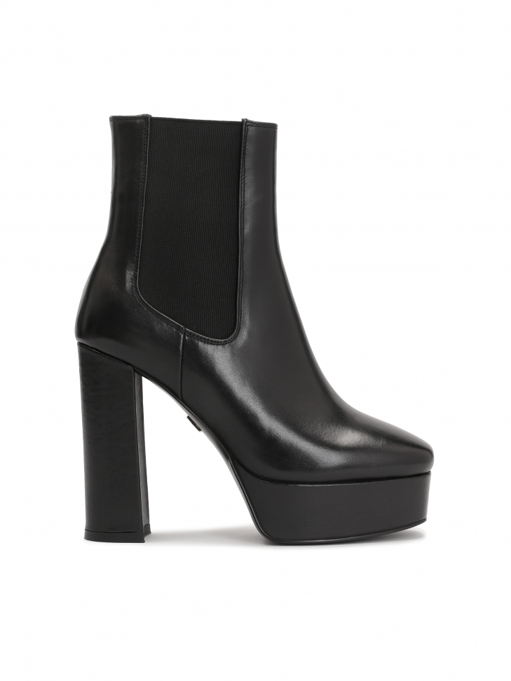Leather booties on a high heel and a platform