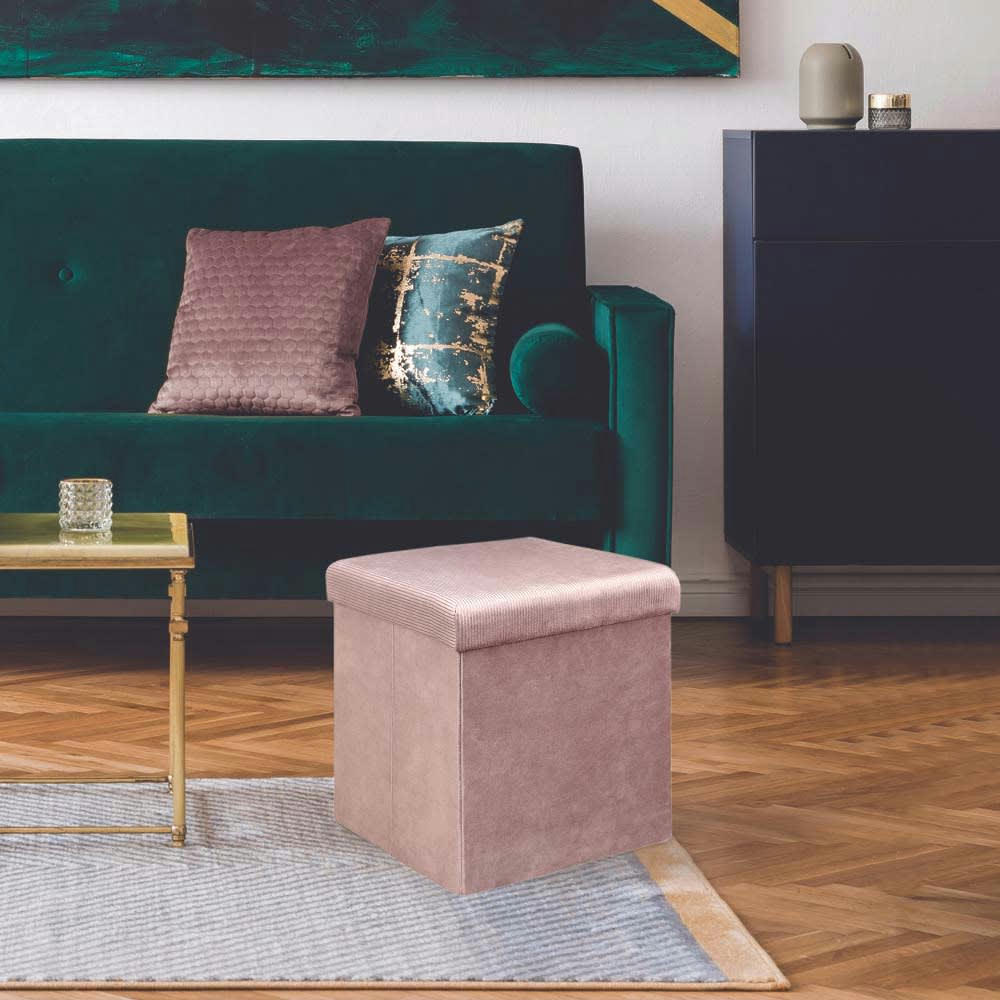 GIULIA - Pouf coffre de rangement rose poudré