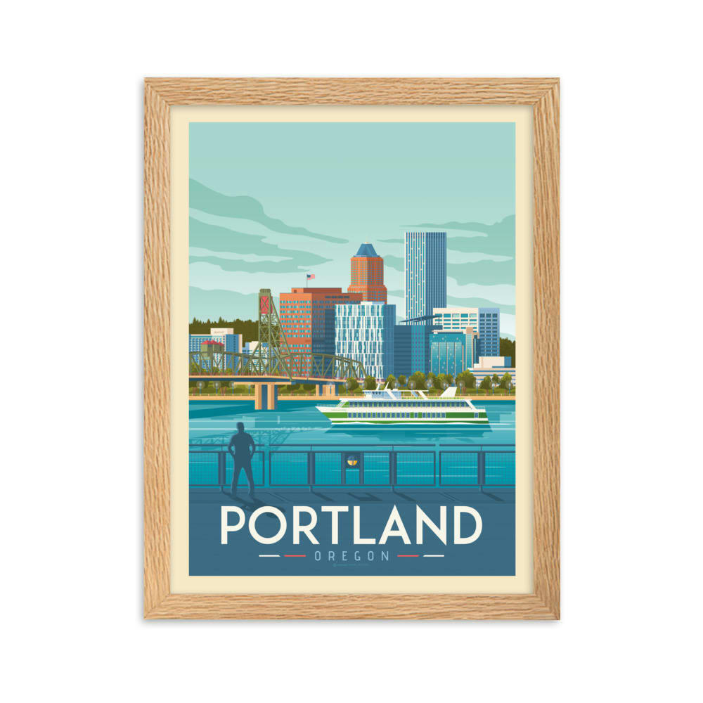 - Affiche Portland Etats-Unis avec Cadre (Bois) 21x29,7 cm