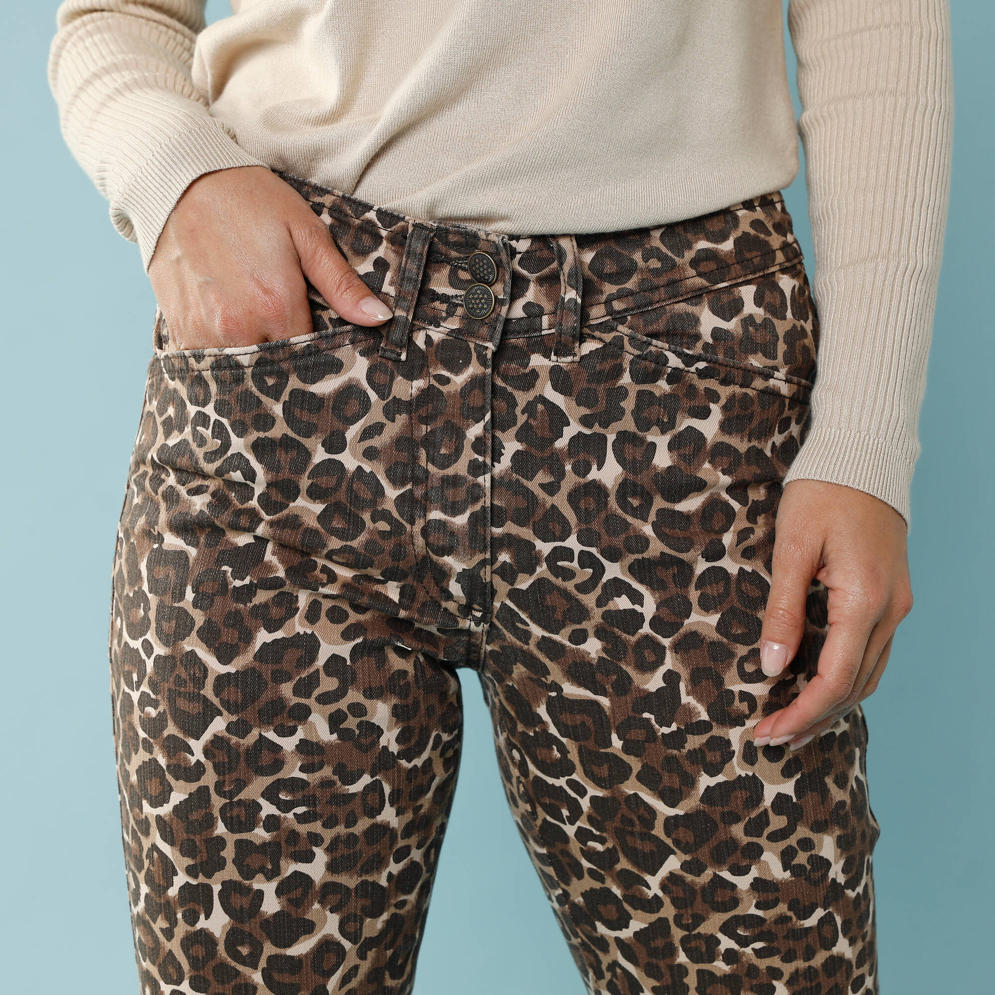 Pantalon droit imprimé léopard, Spécial Petites
