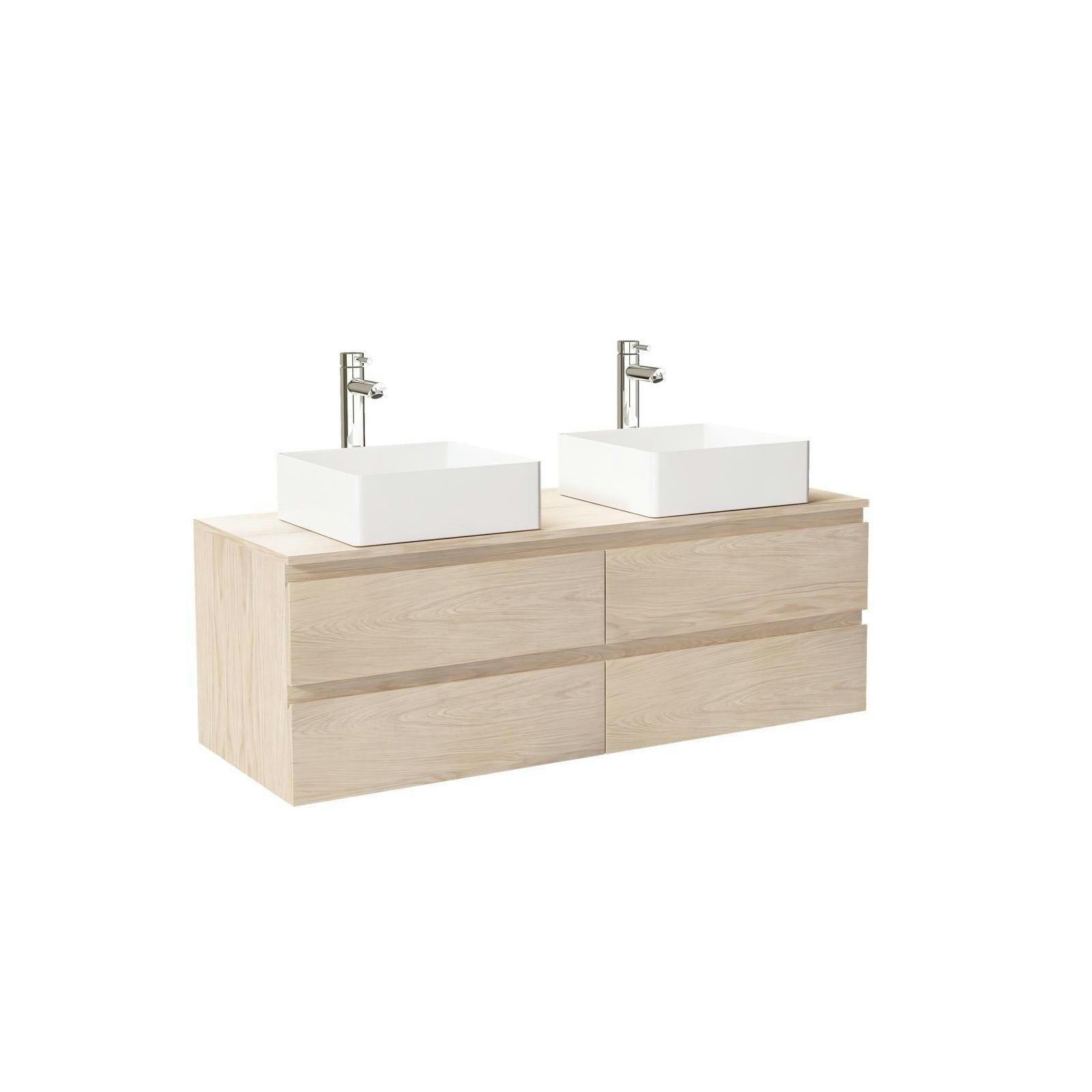 SORRENTO - Meuble double vasque 120cm avec plan bois  Décor chêne + vasque