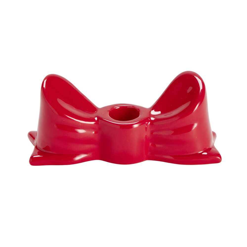 Bougeoir dolomite forme noeud coloré L14,5xH6cm (2 modèles rouge ou rose)