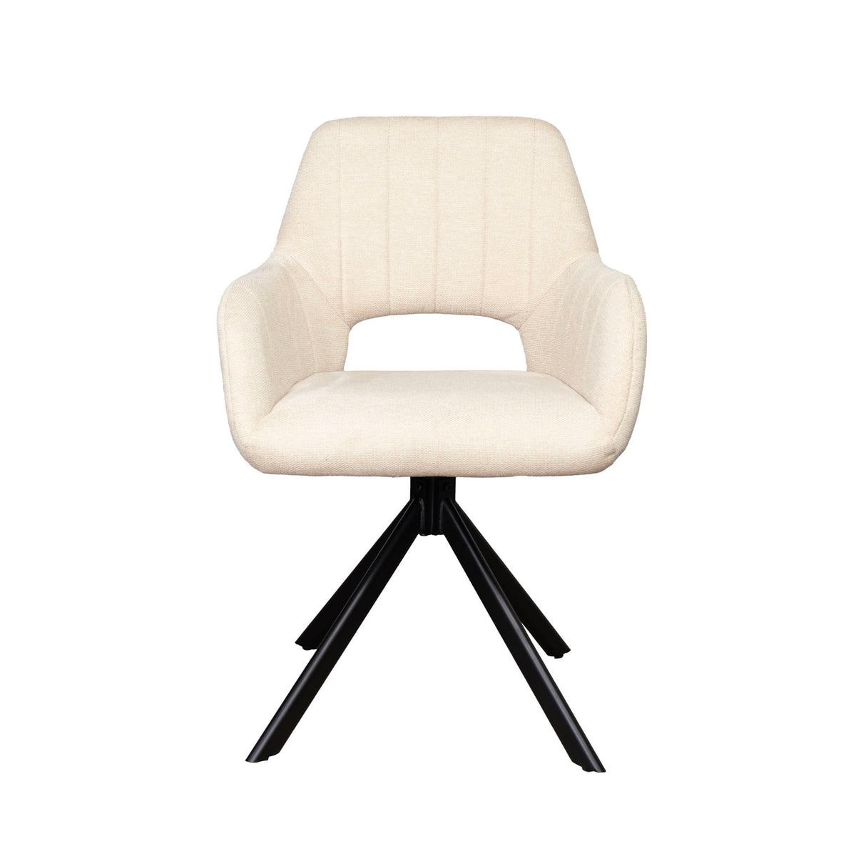Giga Meubel Eetkamerstoel Nola - Polyester/Metaal - Beige - Set van 2