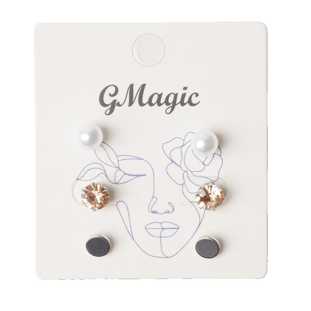 Paire de boucles d'oreilles femme puces x3 en métal Ø1cm (3 modèles)