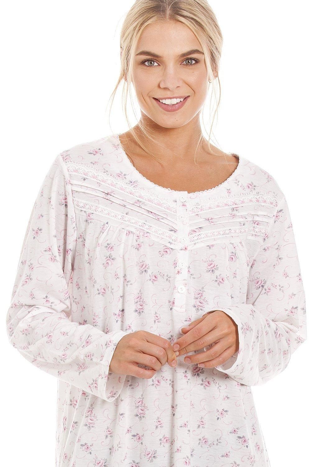 Camille Classic Rose Print Long Sleeve Nightdress