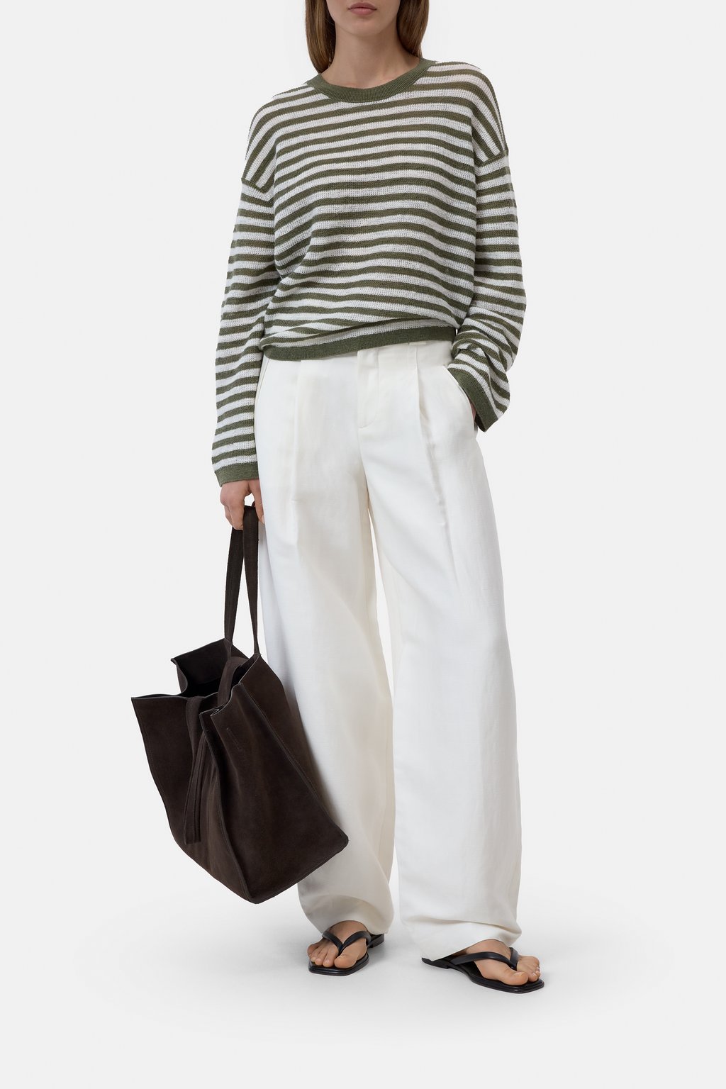 Gestreifter Pullover aus Leinen-Mix
