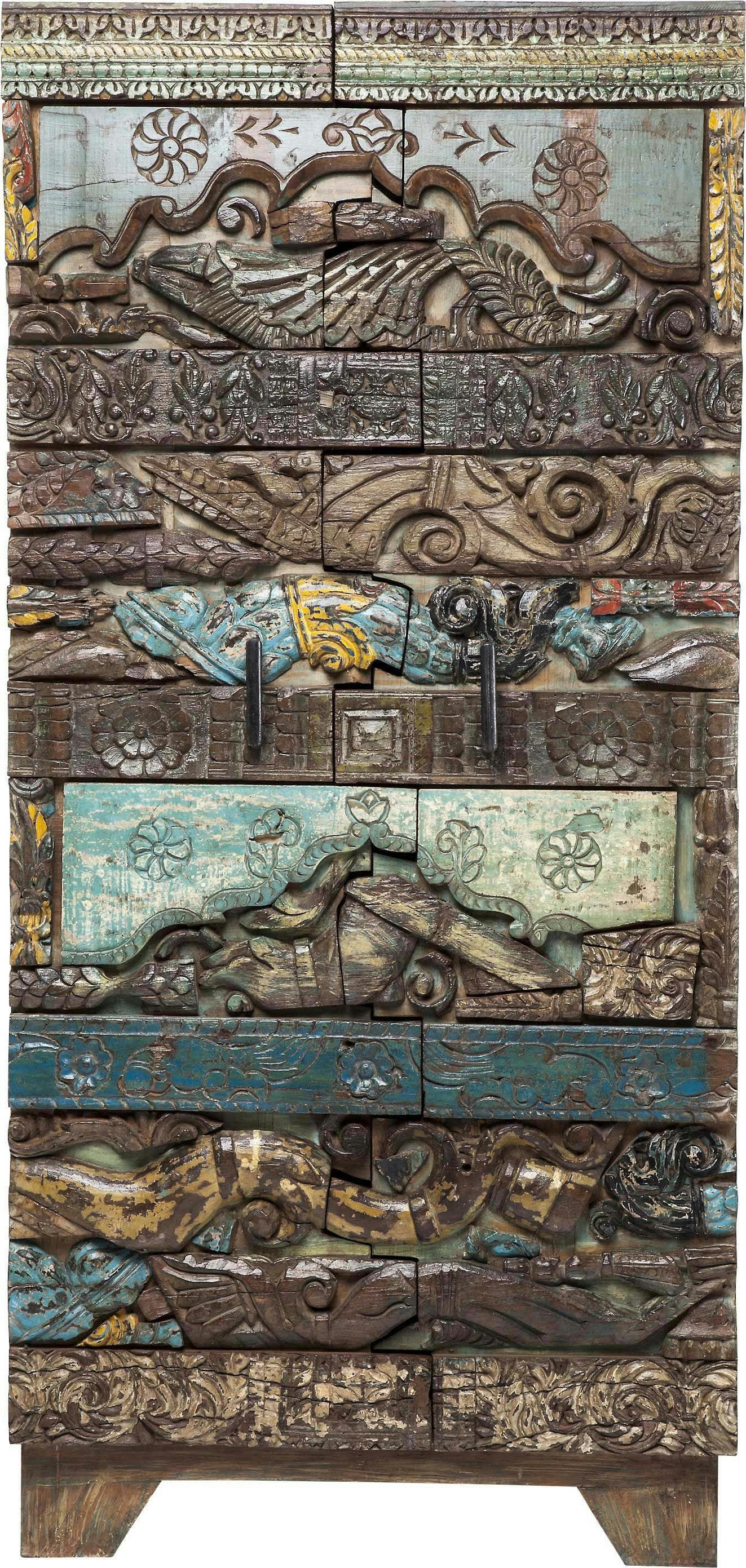 SHANTI PUZZLE - Armoire 2 portes en manguier massif sculpté