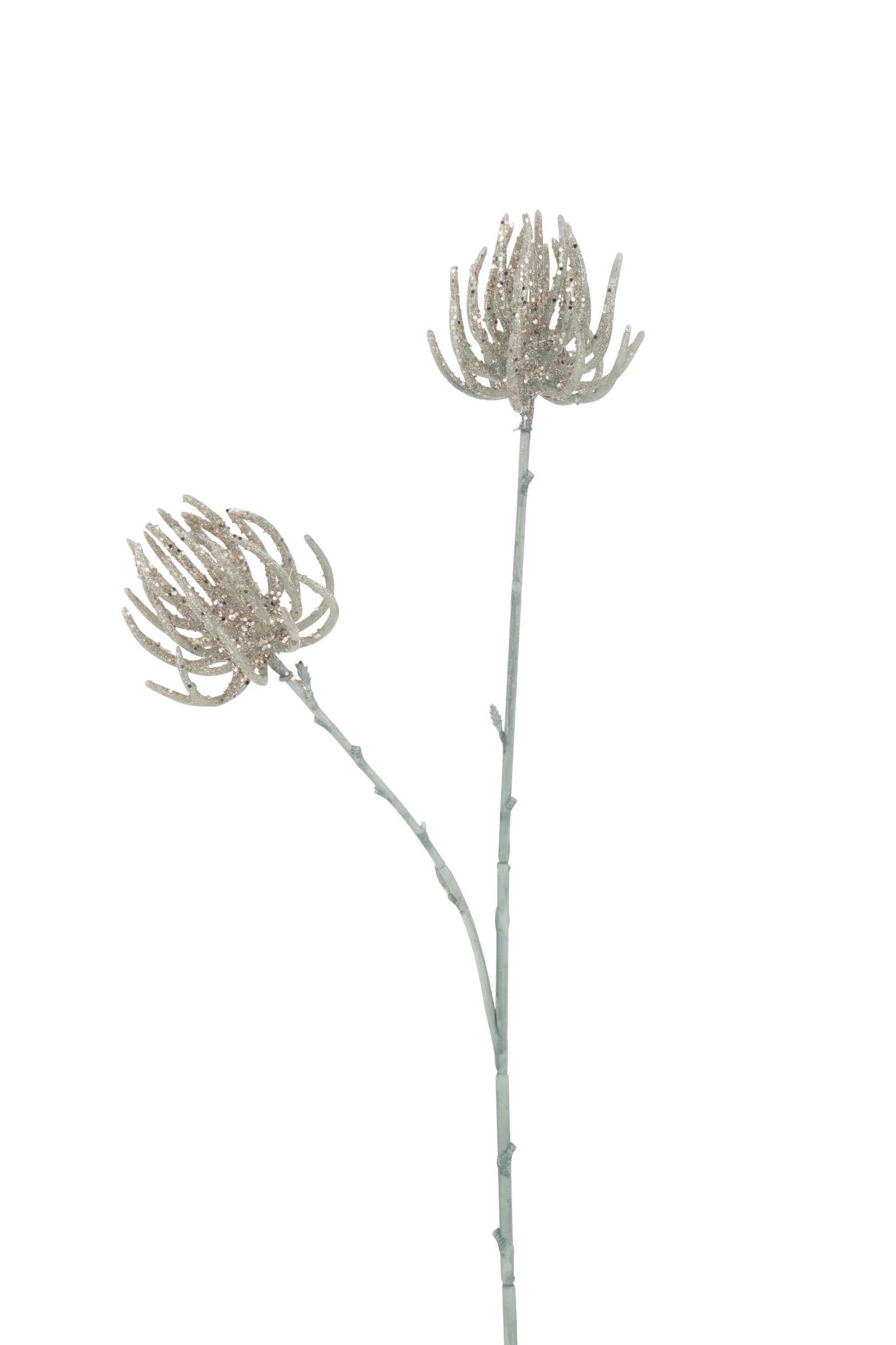 J-Line decoratie tak 2 Bloemen - kunststof - lichtgroen - 12 stuks