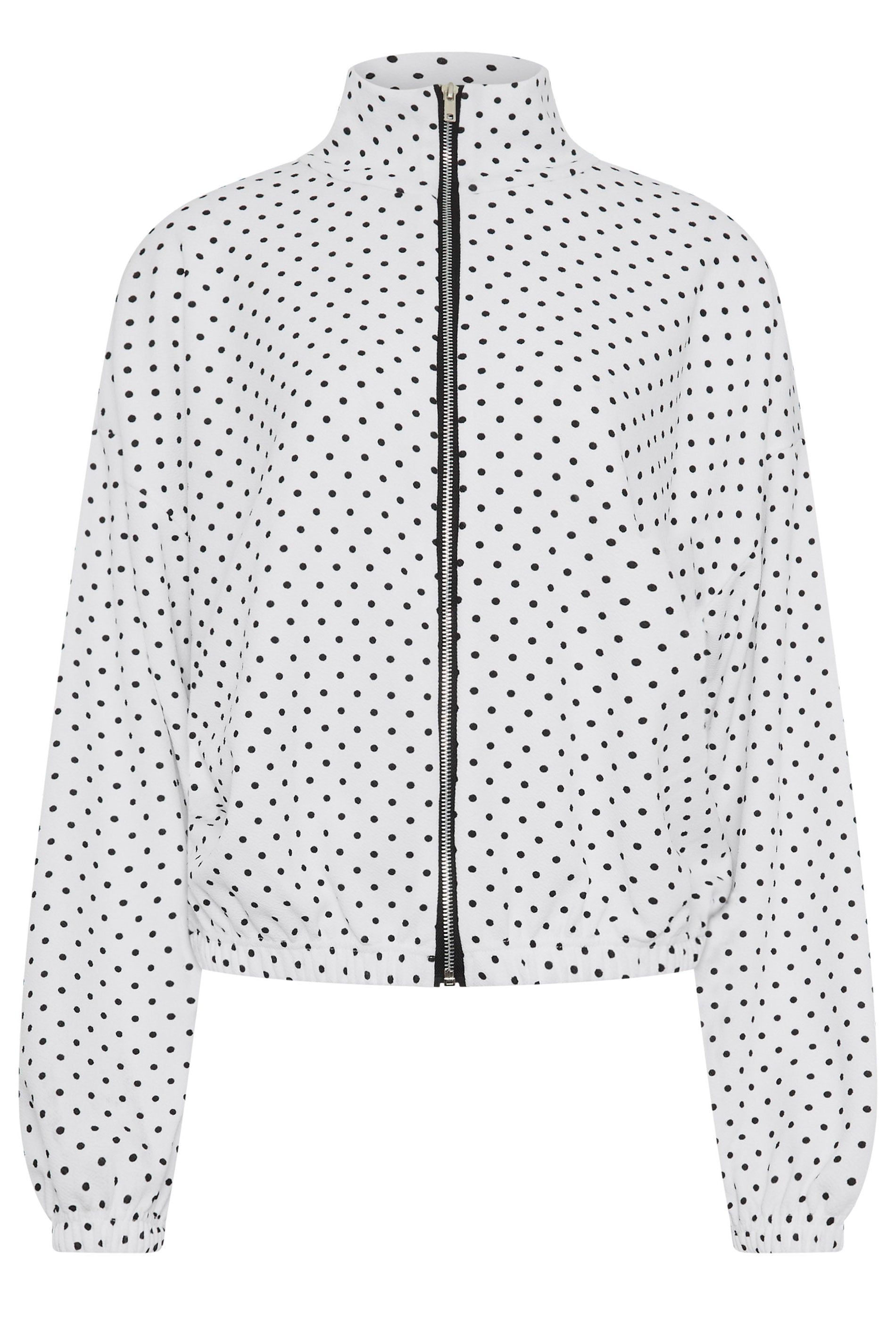 Yours Tall Polka Dot Funnel Neck Jacket