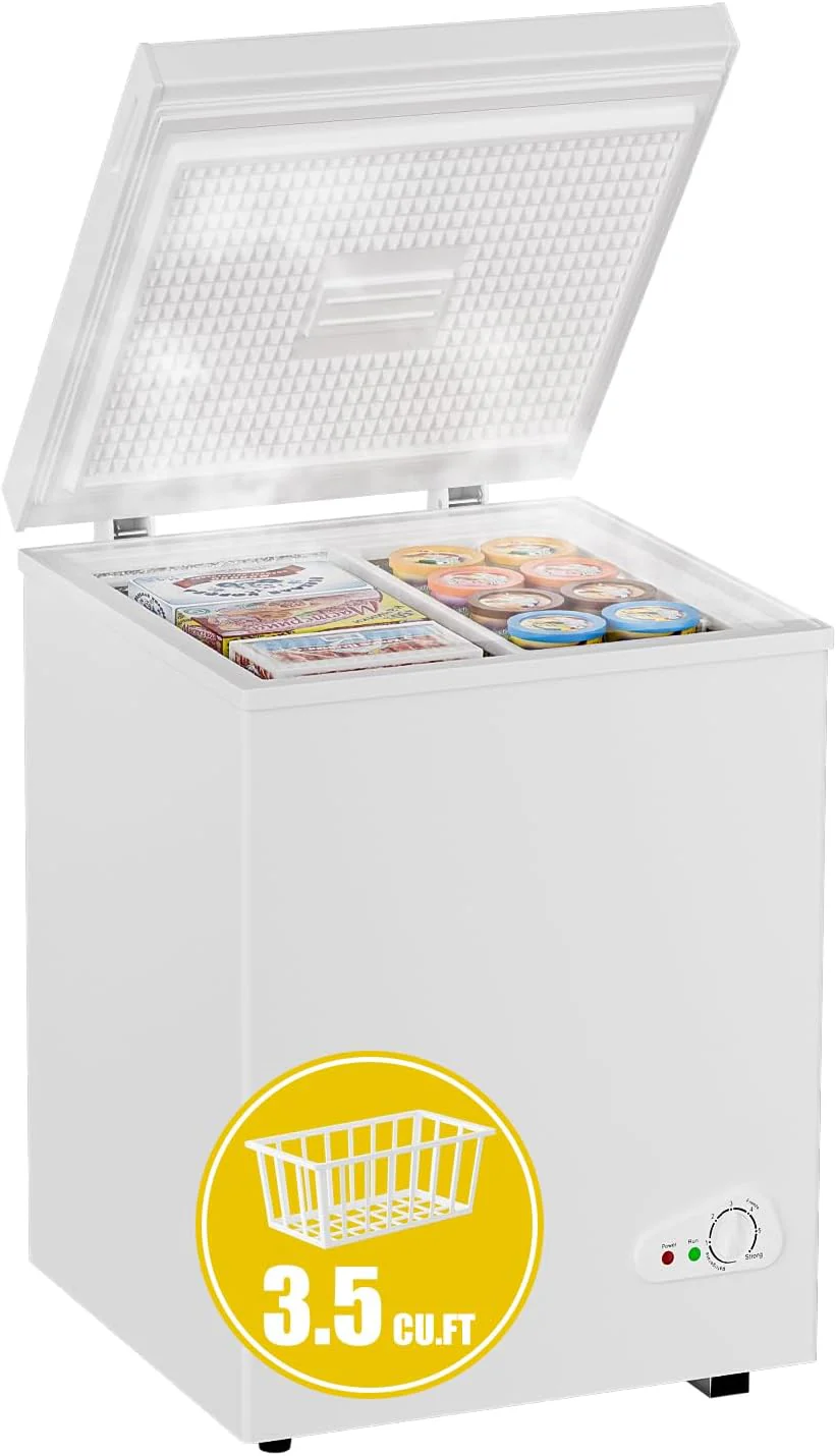 7.0 Cu Ft Chest Freezer - Energy Efficient  Quiet Mini Freezer with Adjustable Thermostat - Compact Deep Freezer for Home, Apartment, and Garage - Removable Basket  Defrost Drain(7.0 DEEP FREEZER/WHITE)
