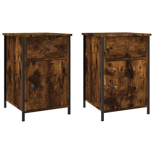 NNEVL Bedside Cabinets 2 pcs Smoked Oak 40x42x60 cm Engineered Wood