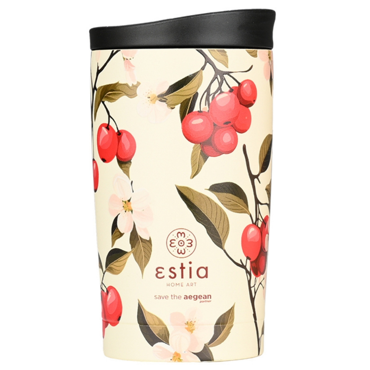 Kubek termiczny Sakura Whisper 350 ml stal nierdzewna kremowy roślinny wzór