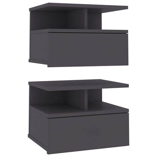 NNEVL Floating Nightstands 2 pcs Grey 40x31x27 cm Chipboard