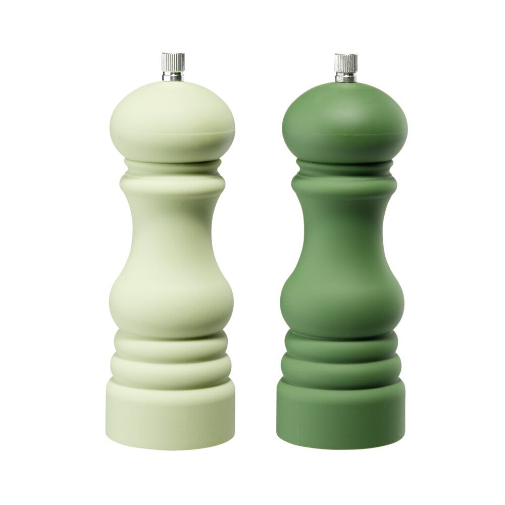 Moulin à sel et poivre 2 pièces vert clair et foncé Ø6xH17,5cm