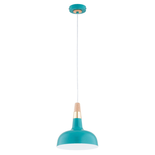 Lampa wisząca miętowo-jasne drewno-złota RODOS 1xE27x15W Alfa