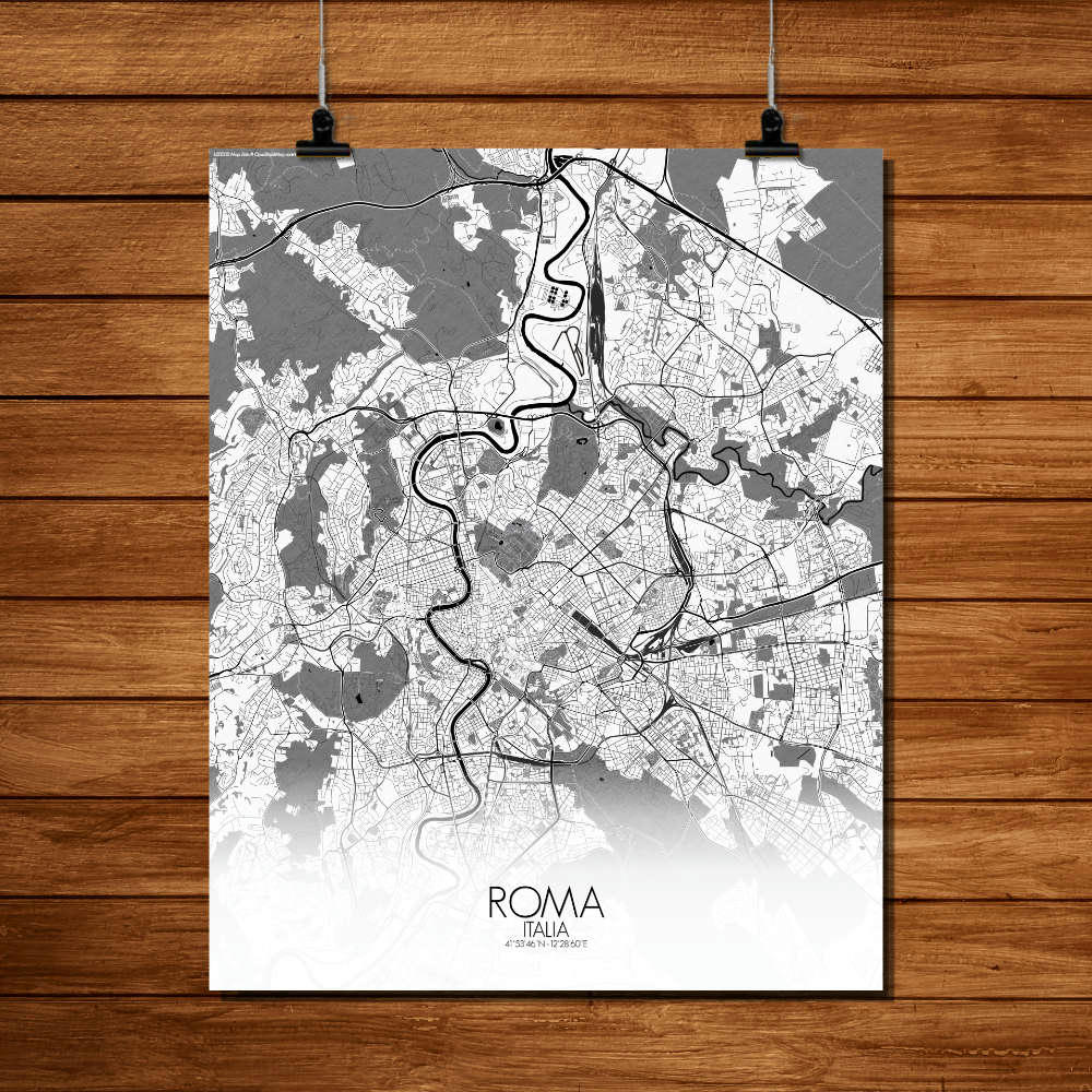 - Affiche Rome Carte N&B 40x50