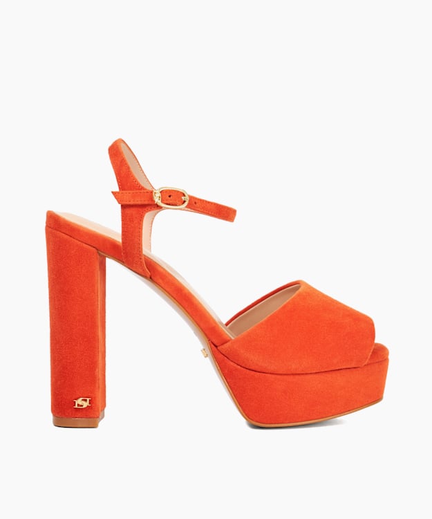 Mayci Orange - Suede Platform Open Toe Sandals