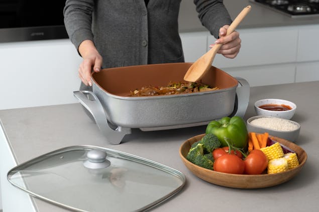 Copper Electric Fry Pan for Cooking, 7.9L Capacity, Non-Stick