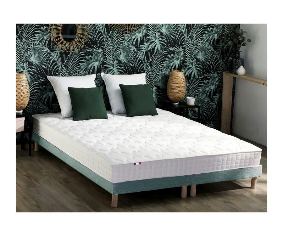 ENSEMBLE AZUR - Ensemble matelas mémoire de forme sommier vert 160x200