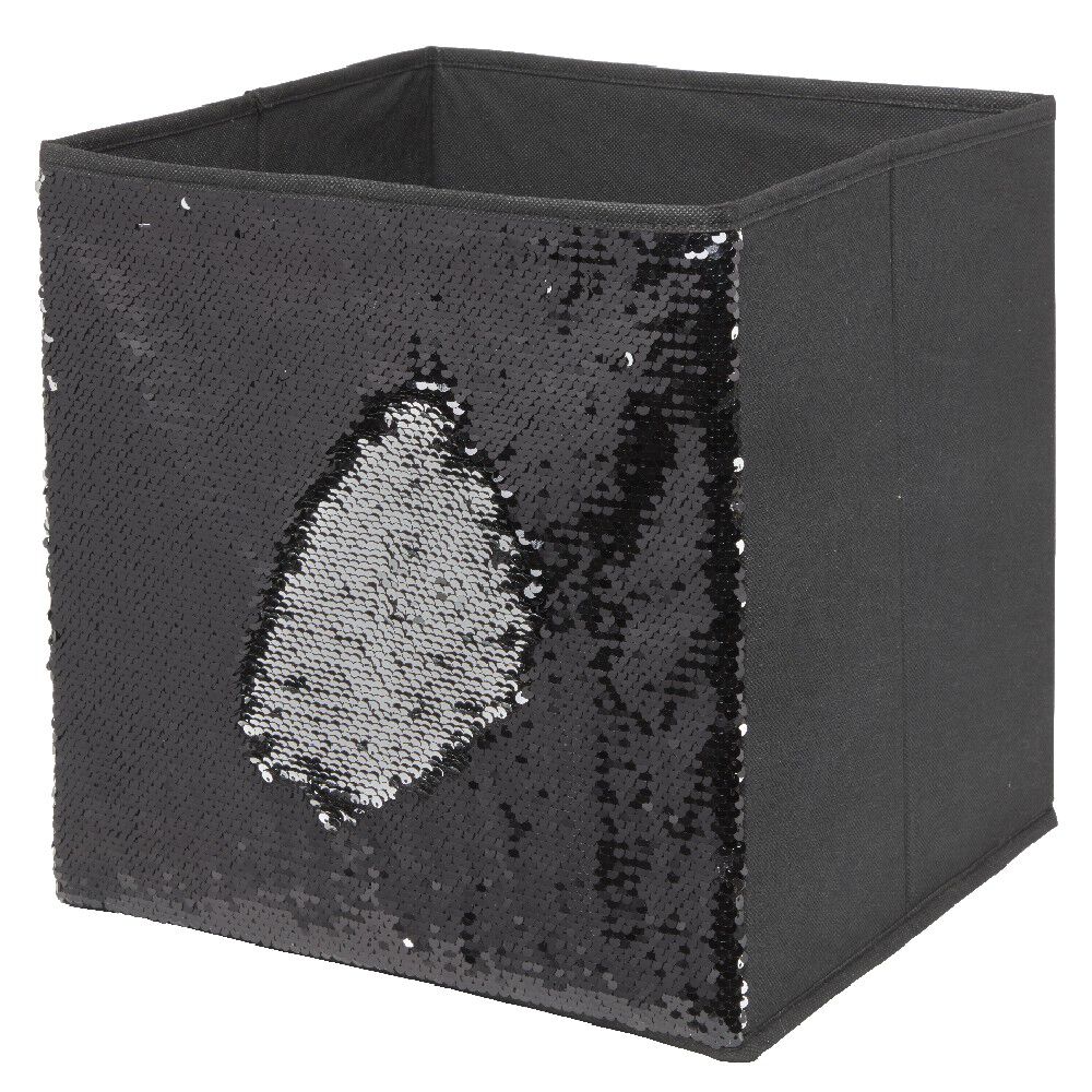 Panière Box Cube 31x29x31cm sequin noir