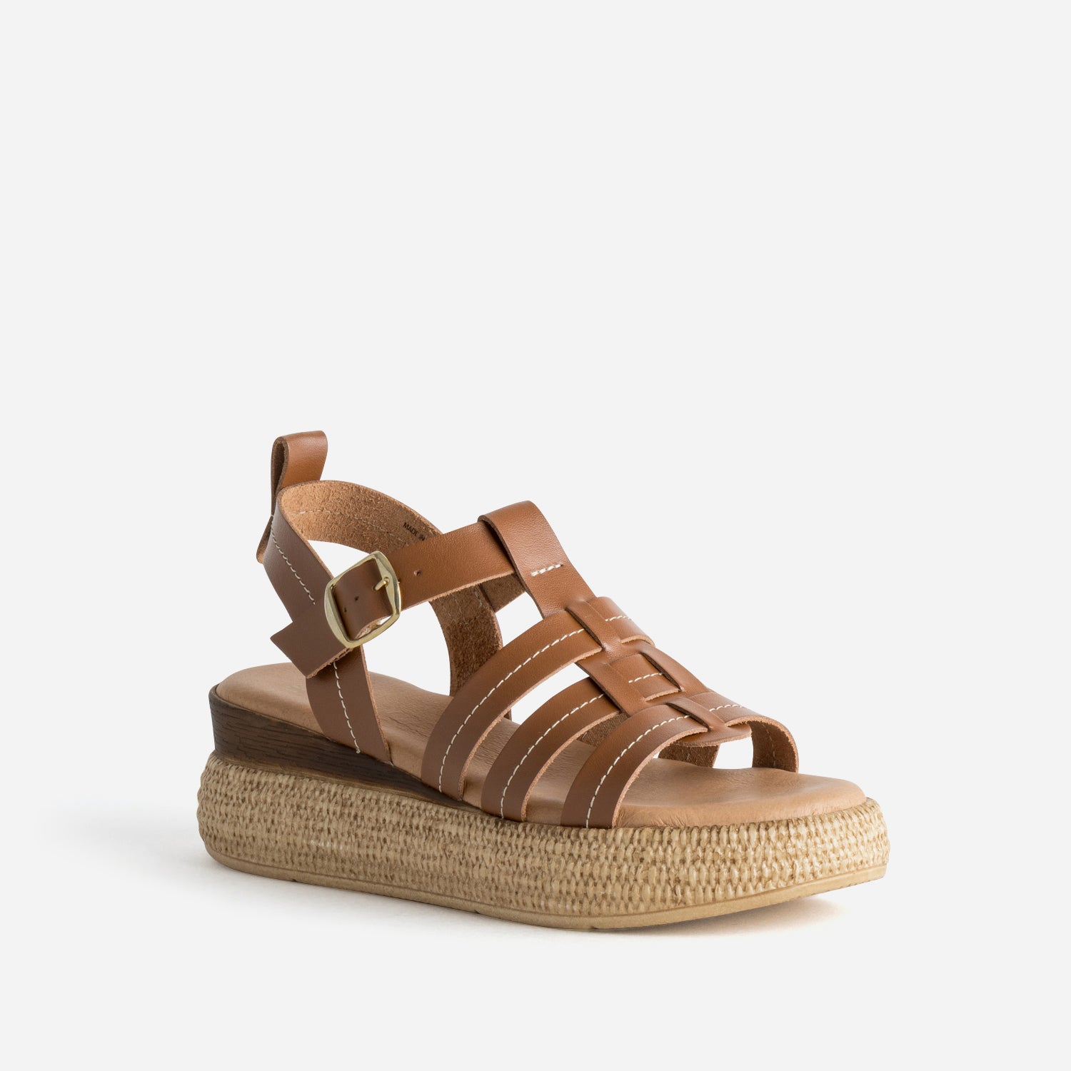 Sandale plateforme TEXTO camel cuir