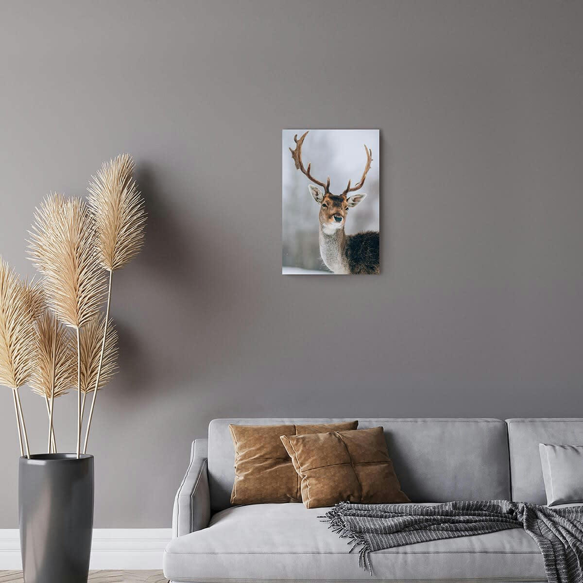 ANIMAUX - Tableau sur toile cerf sous la neige 30x45 cm