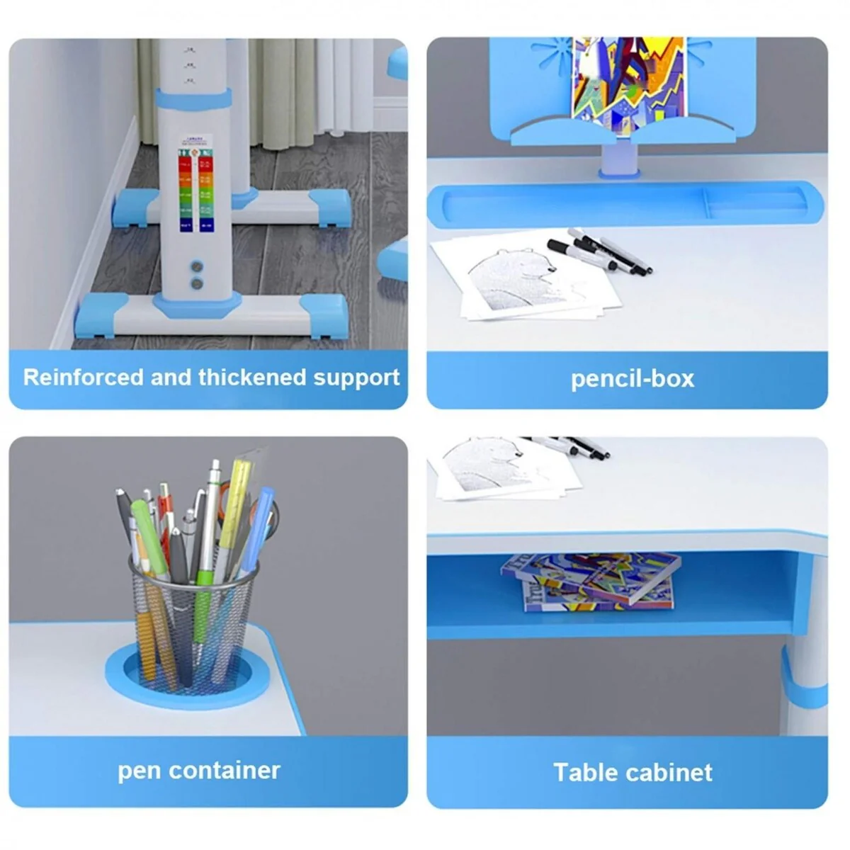 Kids Desk And Chair Set Height Adjustable With Storage Drawer For Home Schooling