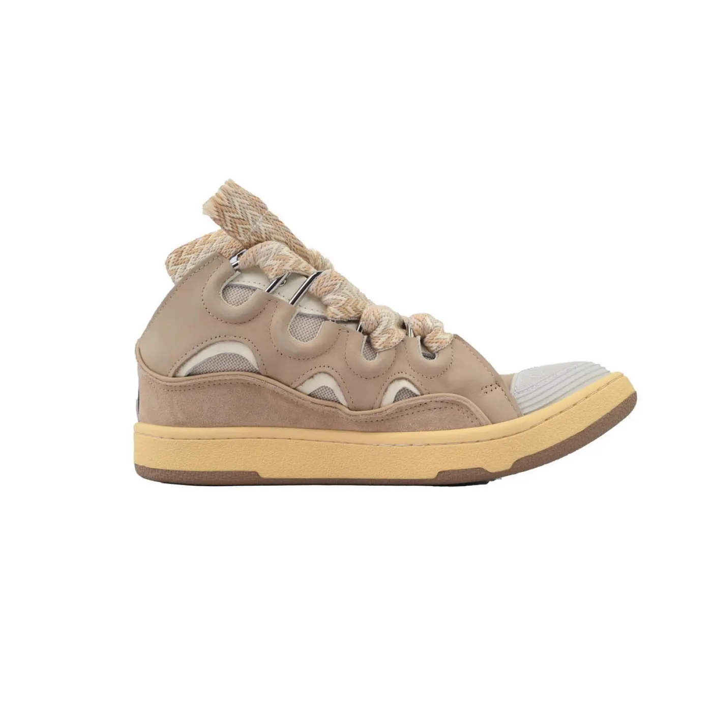 Lanvin Curb Sneakers White Brown