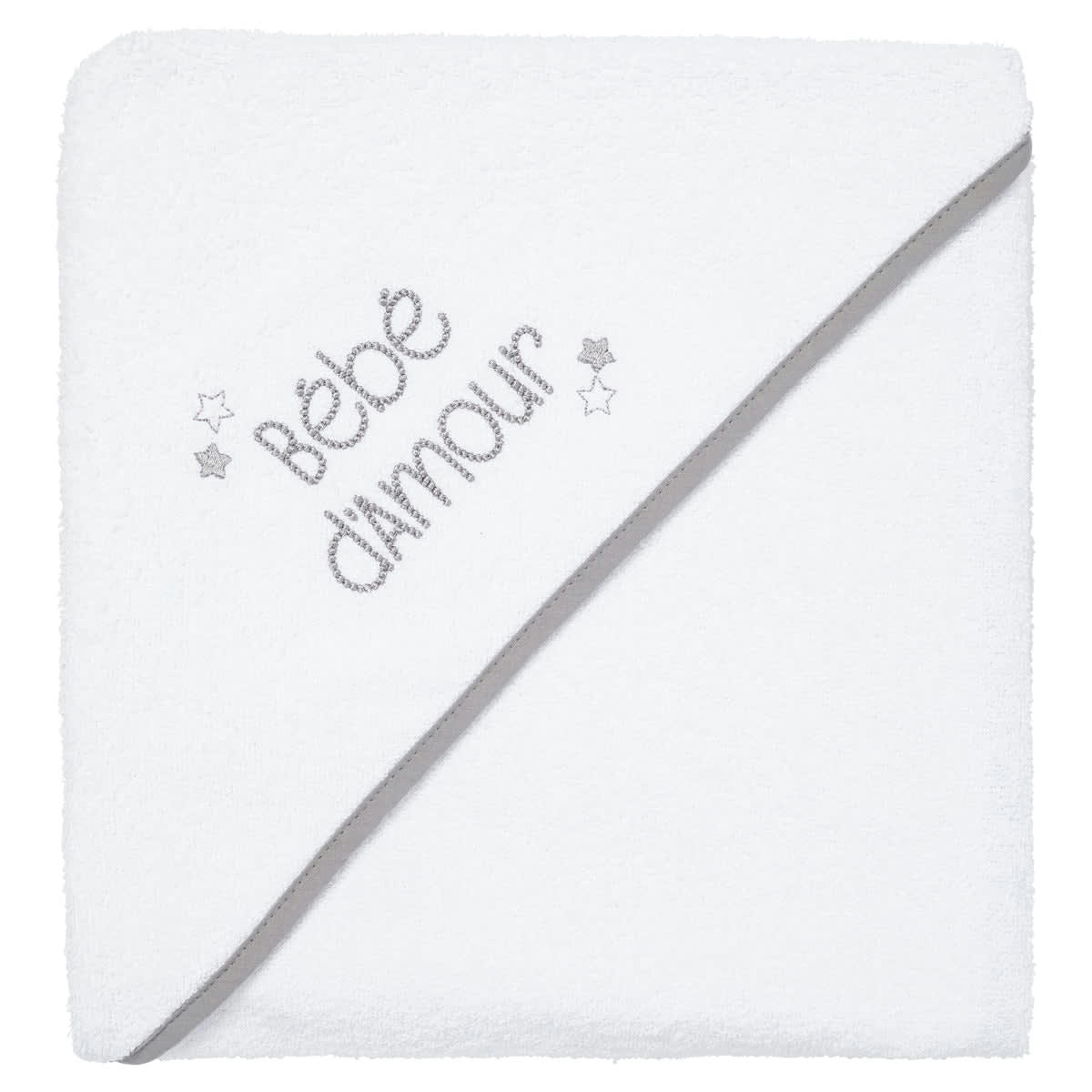 - Cape de bain bébé blanche en coton 100x100 cm