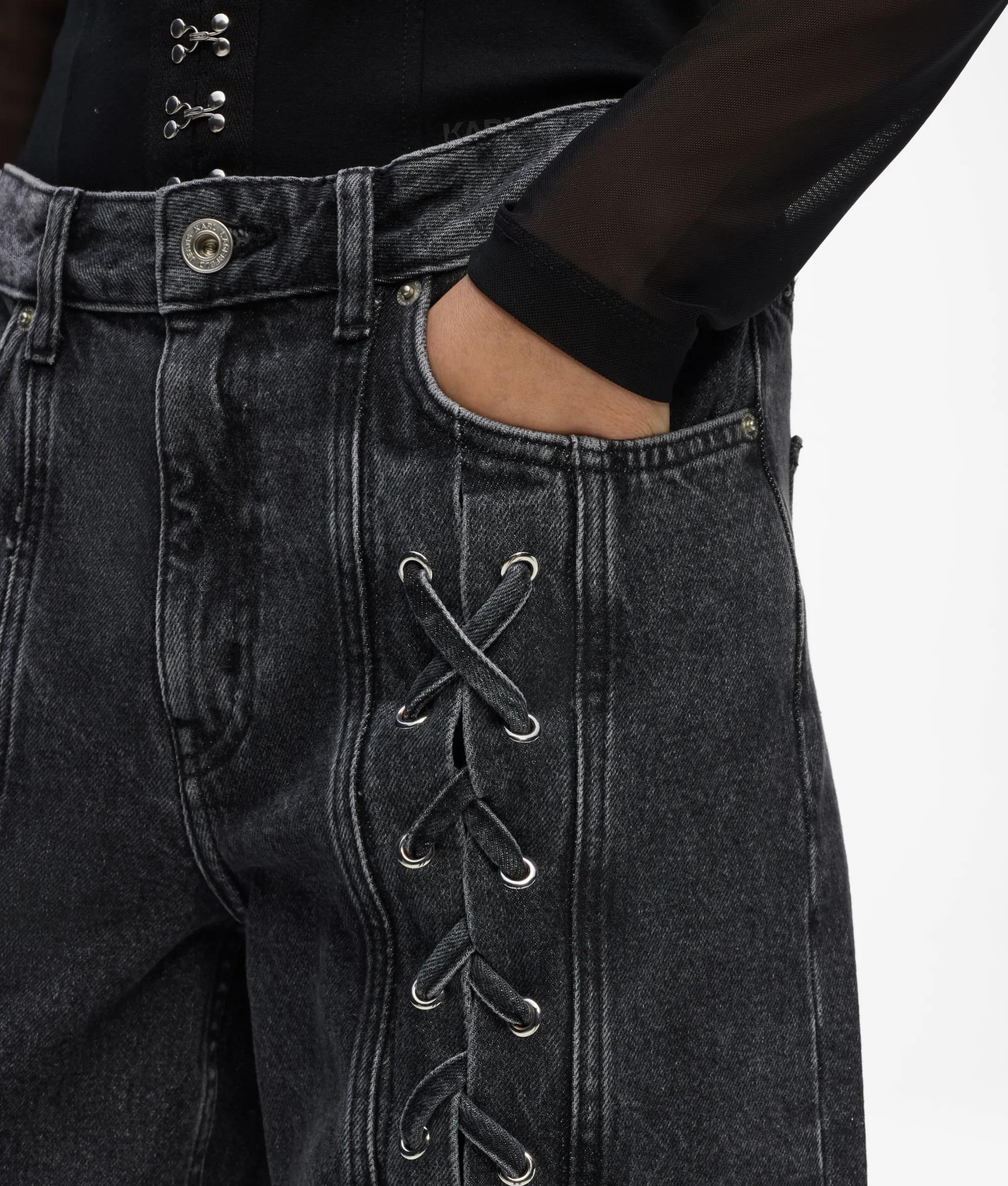 Jean décontracté taille mi-haute à lacets