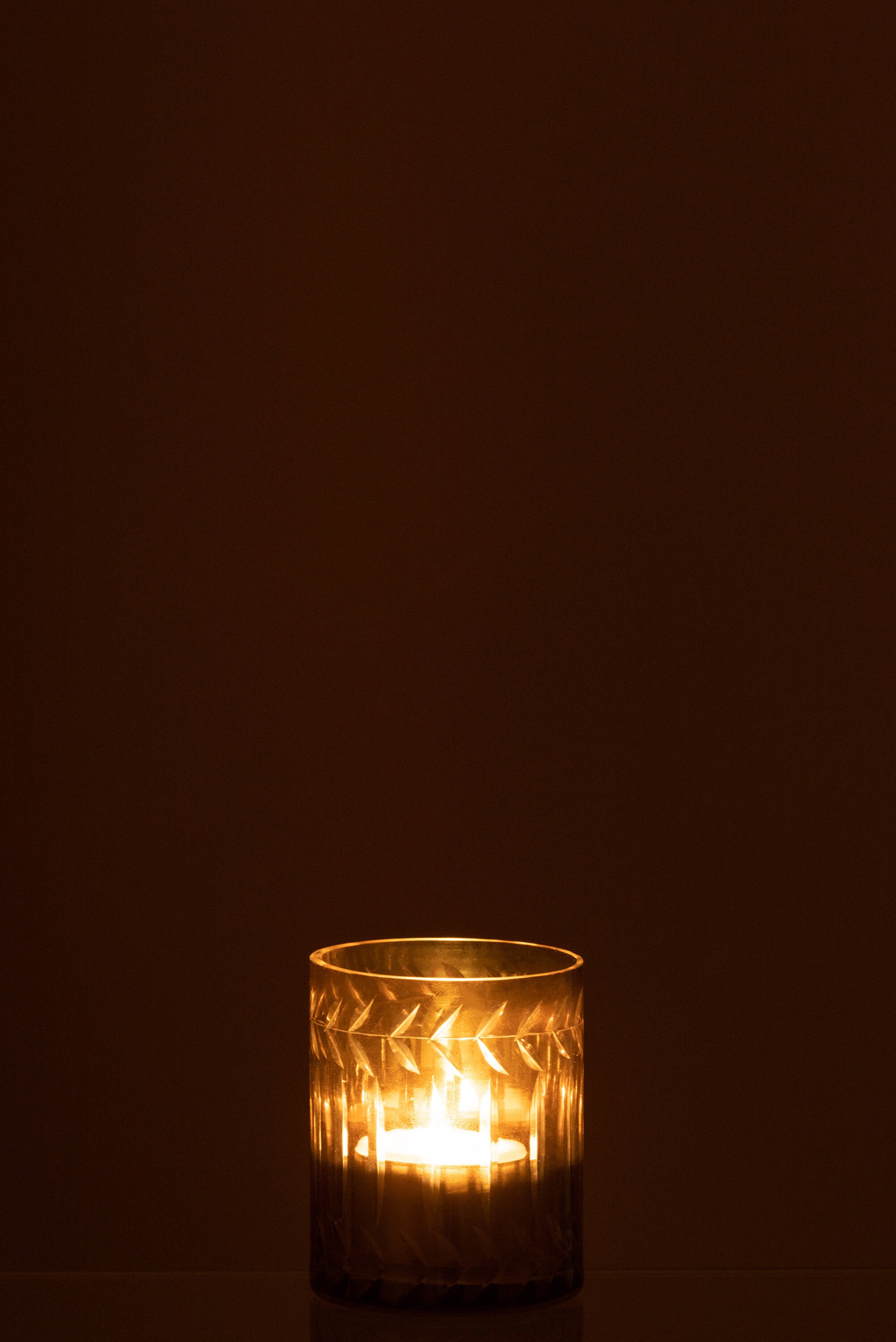 J-Line windlicht Tak - glas - grijs - 6 stuks