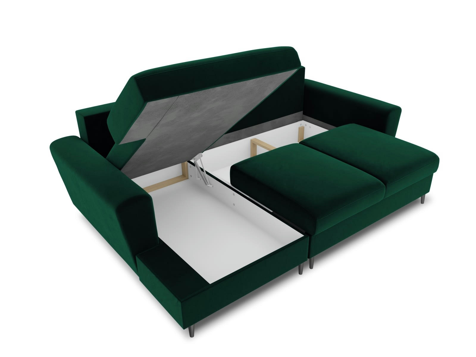 MOGHAN - Canapé d'angle gauche 4 places velours vert bouteille