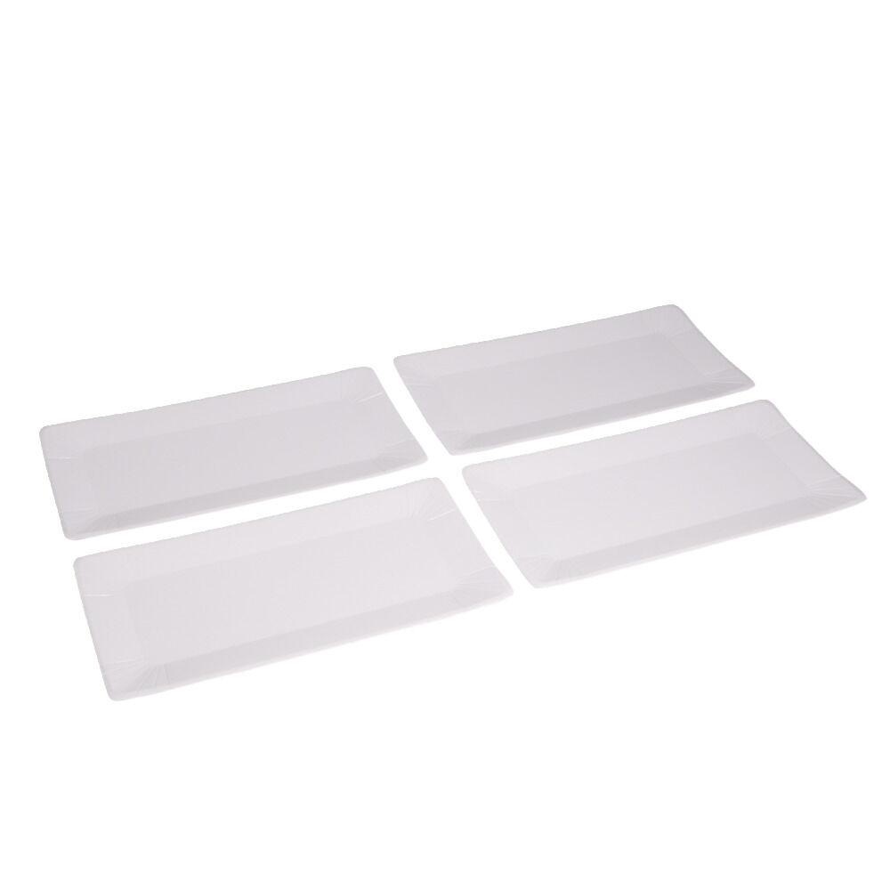 Plateau de présentation rectangulaire x4 carton métallisé blanc 19x37cm