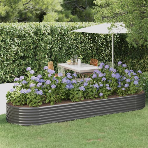 NNEVL Garden Raised Bed Powder-Coated Steel 322x100x36 cm Grey