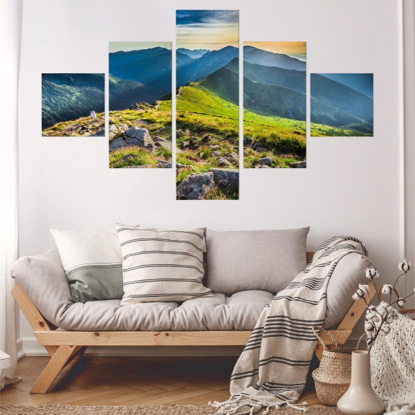 Obraz 5-Częściowy PEJZAŻ Górski Natura 3D 150x90cm