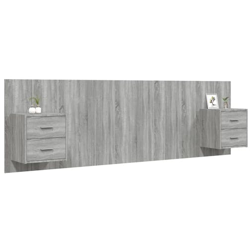 NNEVL Bed Headboard with Cabinets Grey Sonoma Engineered Wood