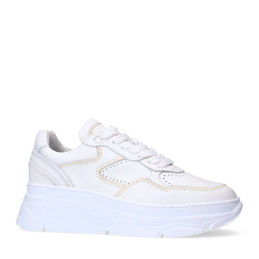 Manfield Witte leren sneakers