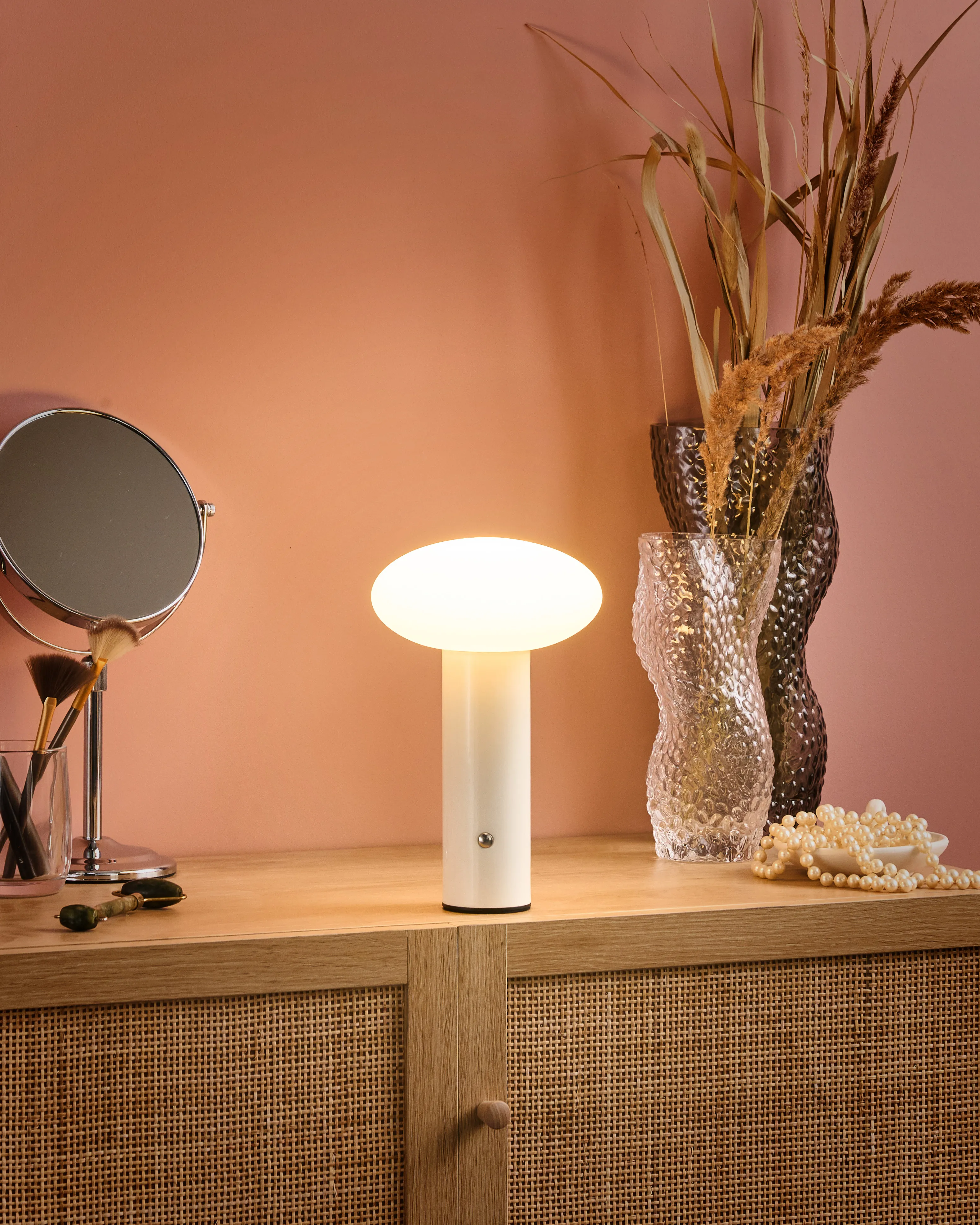 Wireless LED Table Lamp BUAYAN with Dimmer Metal White