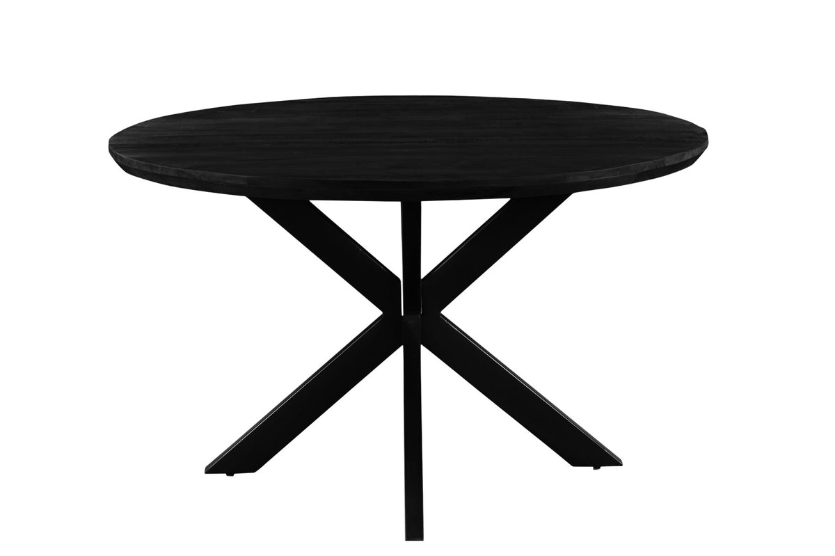 Livingfurn eetkamertafel Jesper Round - 130cm - mangohout - zwart