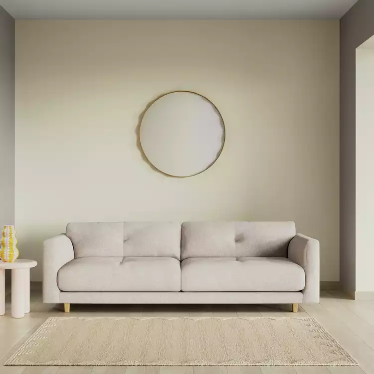 Habitat Emely Fabric 4 Seater Sofa - Natural - Ash Leg