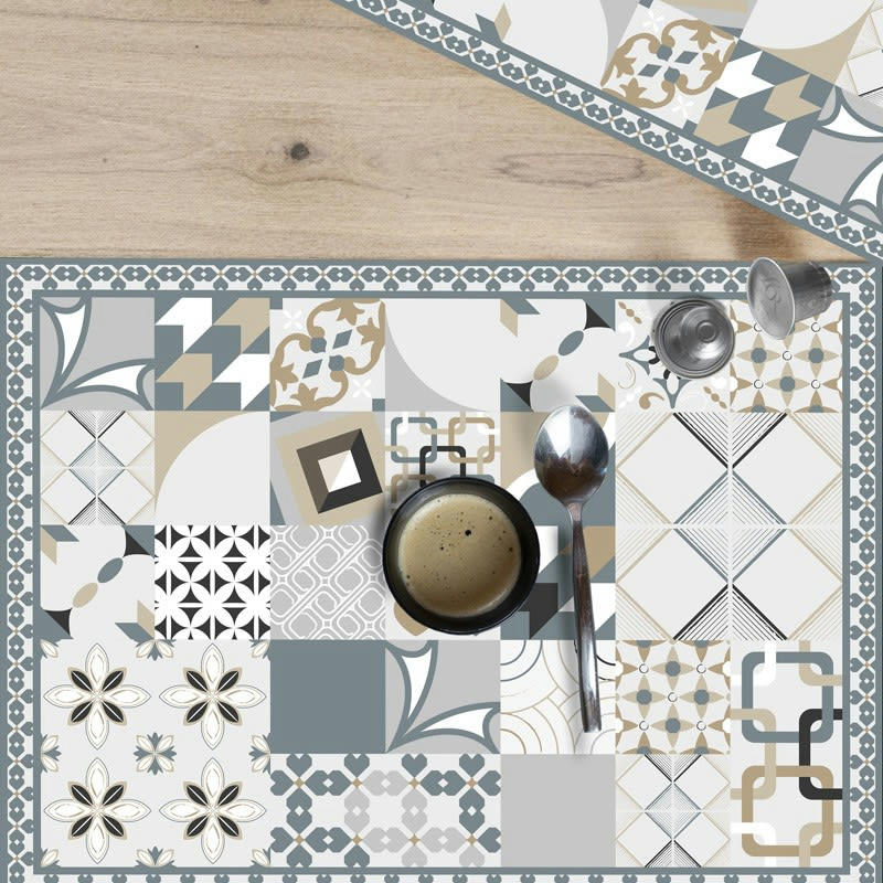 JUST CIMENT DULCE - Lot de 4 sets de table L 40xl 30cm Bleu Carreaux de Ciment