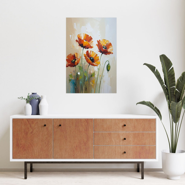 Naklejka na ścianę do salonu sypialni Feeby Czerwone Maki Kwiaty 20x30