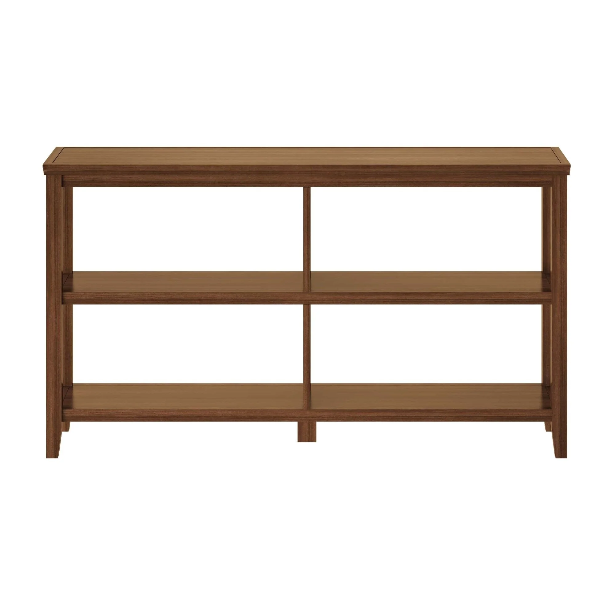 54 Walnut Brown Solid 2-Tier Low Horizontal Bookcase
