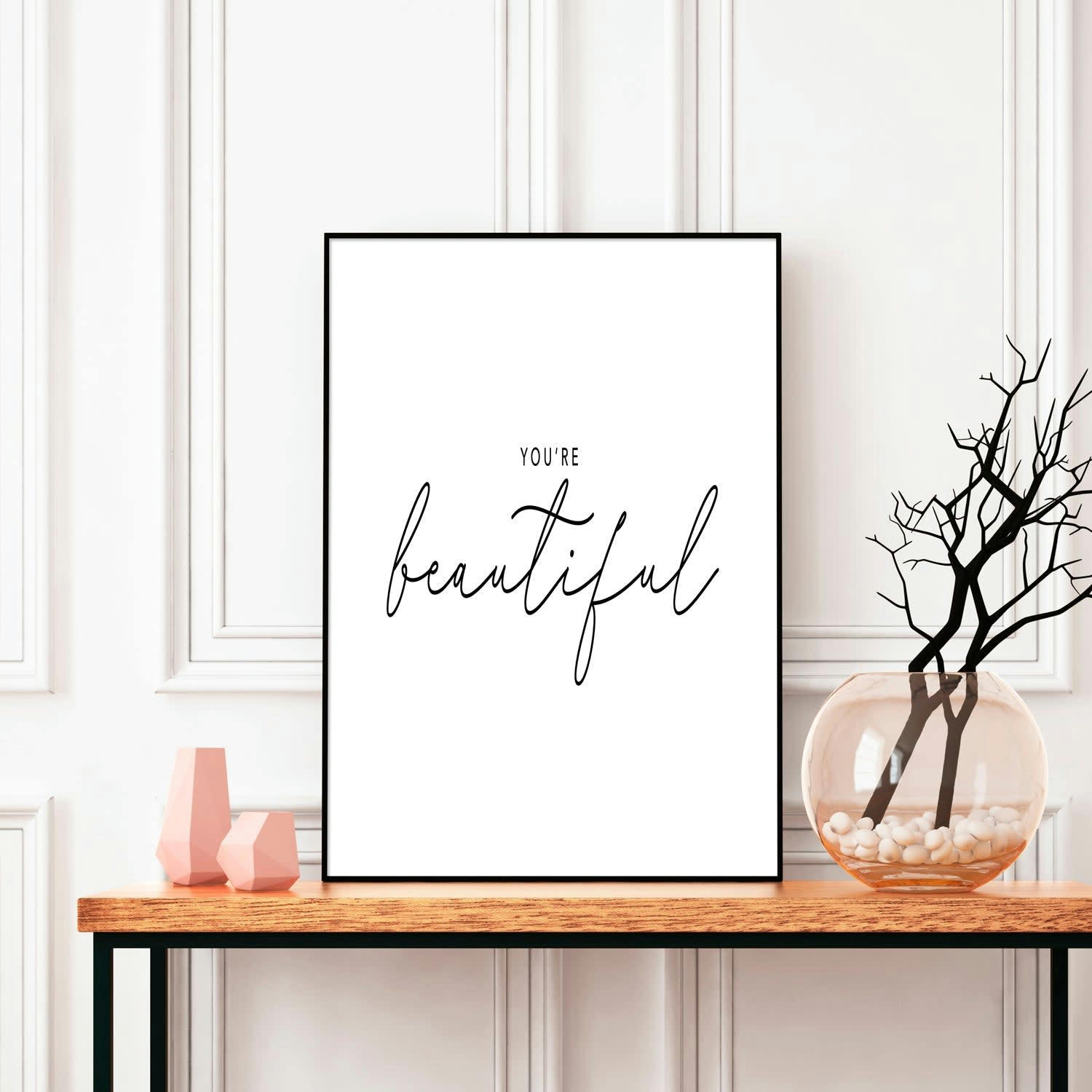 TEXTO - Affiche avec cadre noir - Beautiful - 30x40