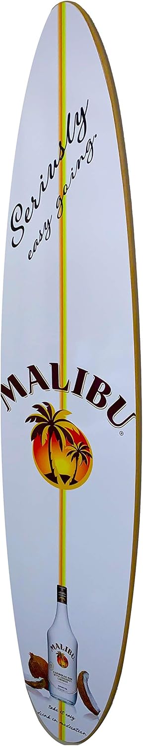 Malibu Rum Surfboard Wall Decor - 46.5 in x 11 in x 1/2 in (Indoor use only).