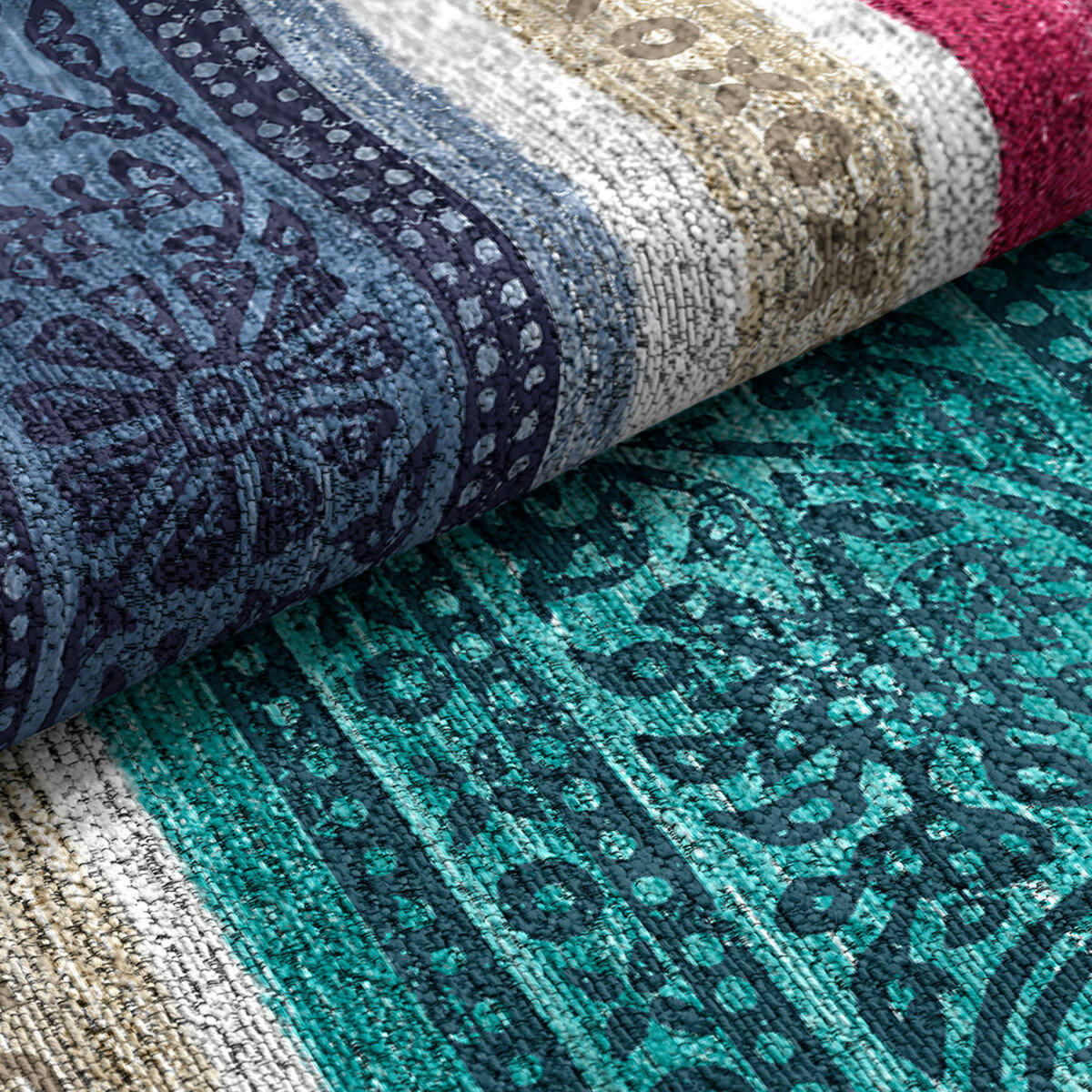 CLARISSA - Tapis décoratif en coton en impression digital multicolore 120x170