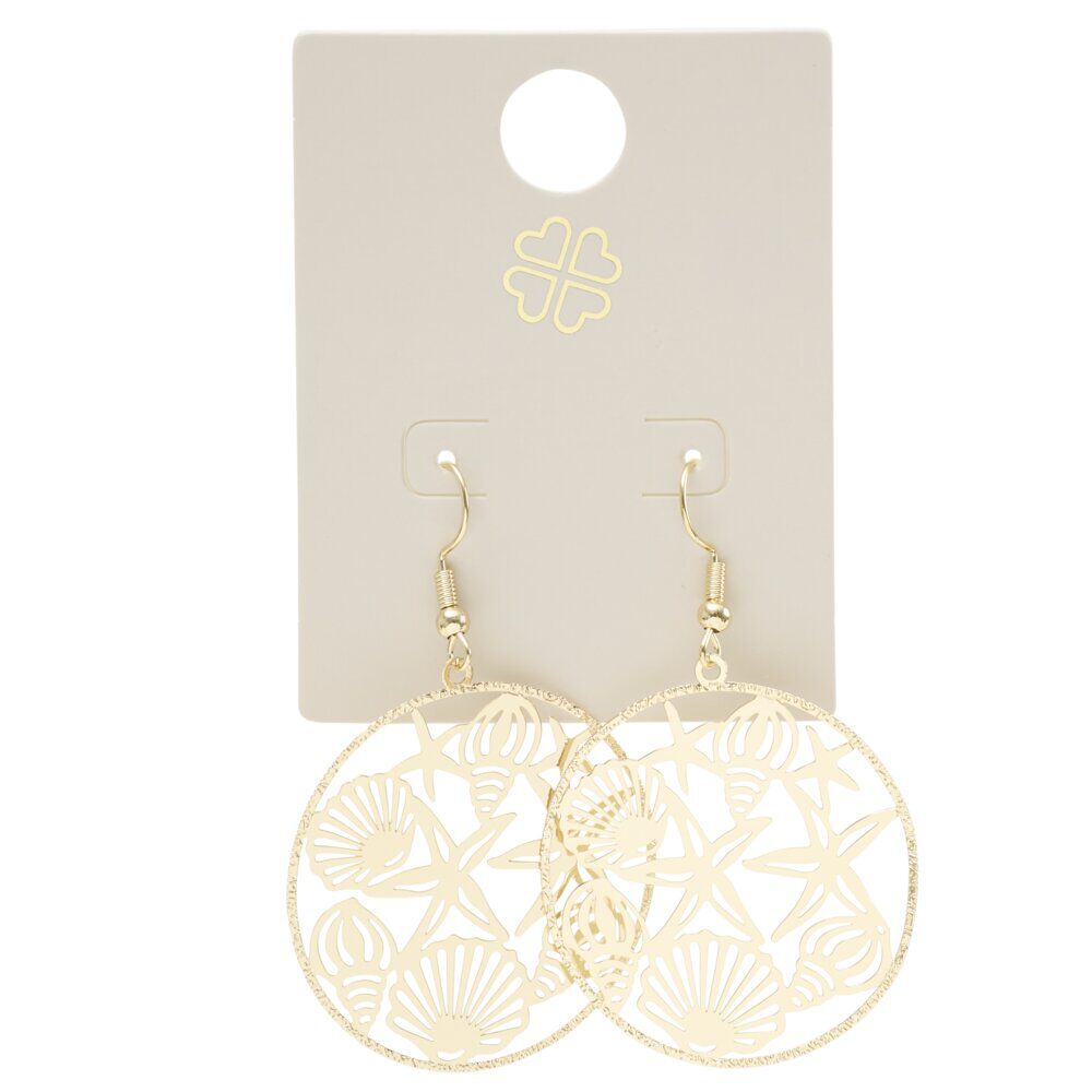 Boucles d'oreilles filigrane marin laiton doré L2cm