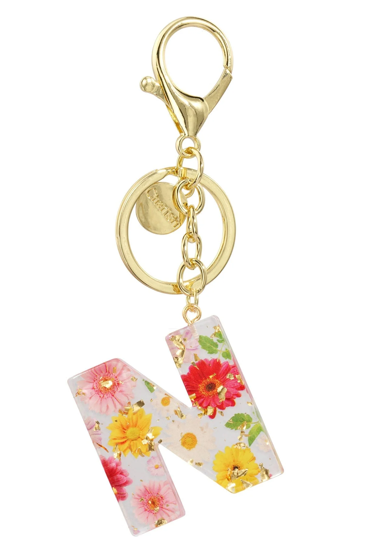 Initial N Handbag Charm Keyring