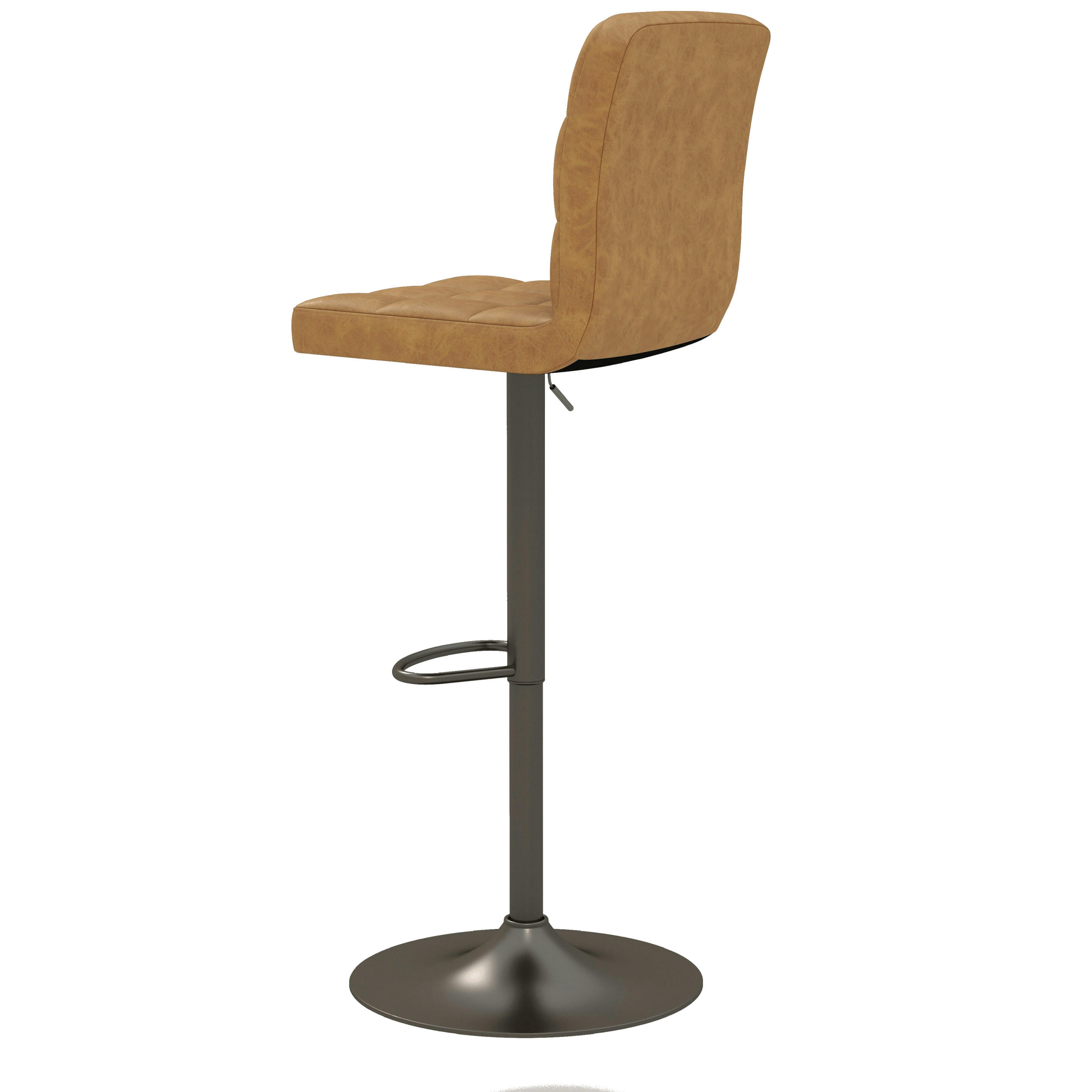 SQUAR - Tabouret de bar en cuir synthétique Camel- gris bronze (x2)