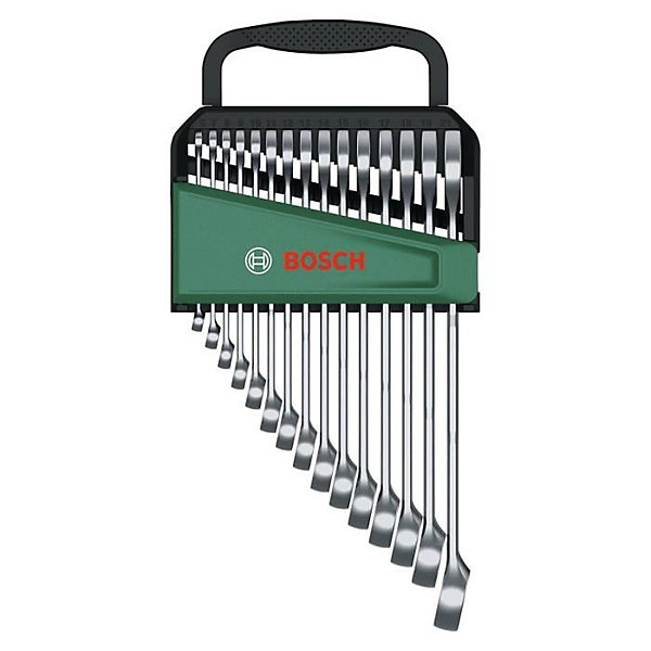 Cles mixtes Bosch set 15 pieces 6 a 21 mm chrome vanadium finition chrome mat